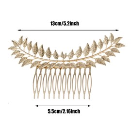 2 Pieces Vintage Hair Side Combs Metal Bridal Leaf Decorative Clips French Twist Hair Slide Comb with Teeth Grip Hair Clip for Bride Wedding Headpiece Hair Accessories (Gold + Silver)