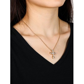 Frbod Dainty Moisssanite Diamond Cross Pendant Necklace Gold Plated 925 Sterling Silver Charm Unisex Necklace