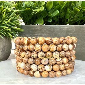 Crystal Wholesale Lot 6 Pcs Natural Picture Jasper 6mm 7.5” Crystal Stretch Bracelet
