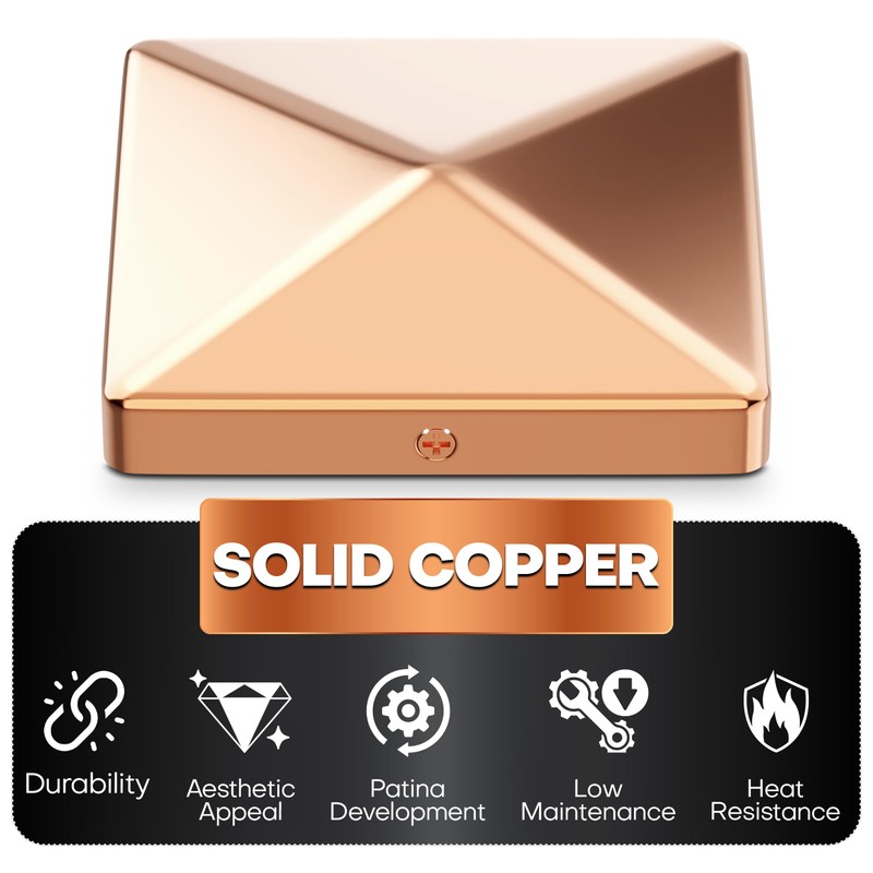 Solid Copper Heavy Duty Post Caps 5.5 x 5.5 for