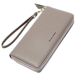 VOCUS Womens Wallet RFID Blocking Zip Around Wallet PU Leather Large Travel Long Purse Credit Card Holder with Wristlet,Navy Blue,Large Capacity,Classic