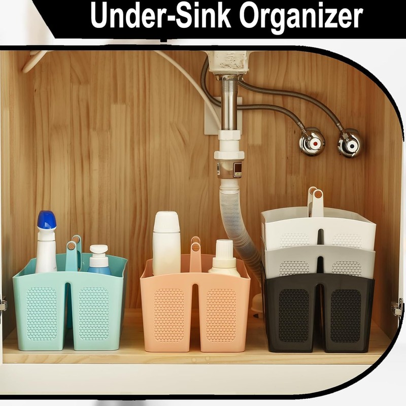 Portable Shower Caddy Basket with Compartments, Plastic Divided Cleaning Caddy