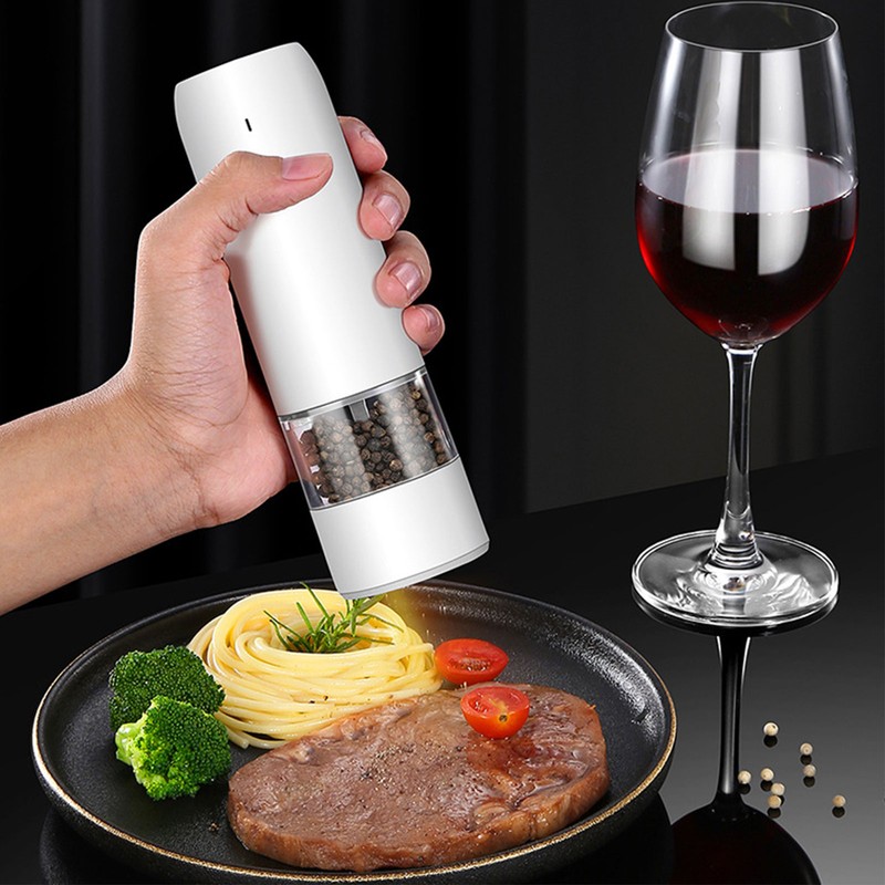 Electric Pepper Grinder Black Usb Charging High Hardness Wear Resistant
