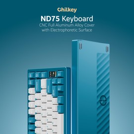 OOCTPK Chilkey ND75 Aluminum Keyboard 75% Percent Wireless Gaming Mechanical Keyboard with LCD Screen, Quick Assembly, BT/2.4G/USB-C, Hot Swappable Per-Key RGB Custom Blue Keyboard for Windows, MacOS