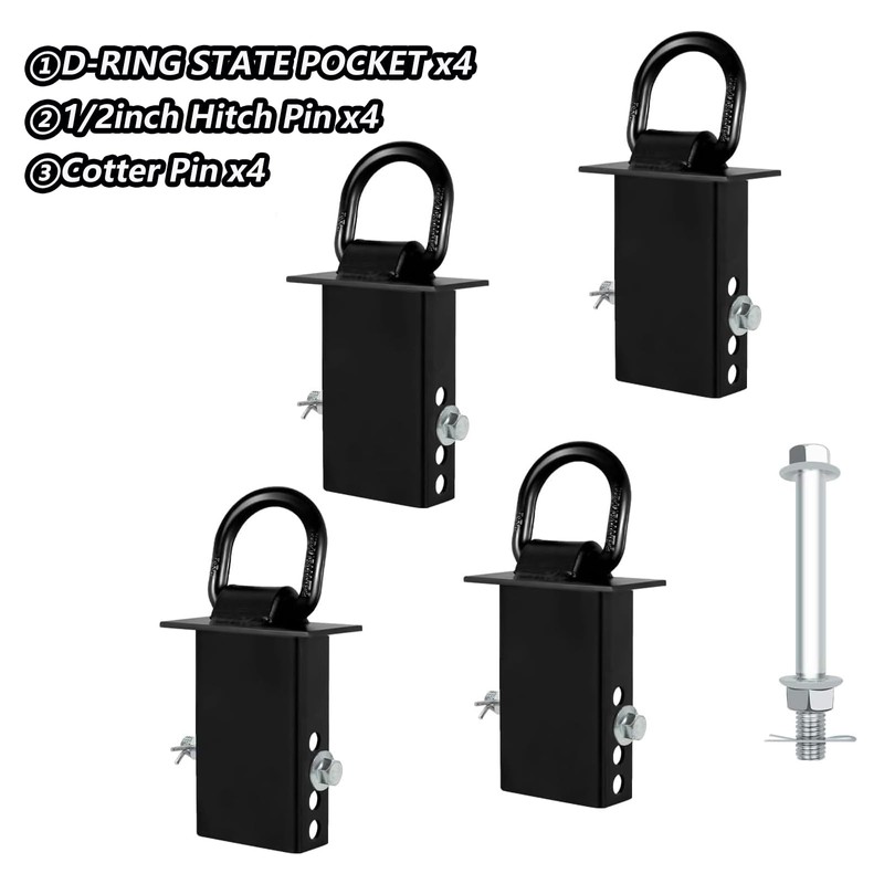 4Pack Trailer Stake Pocket D Rings Tie Downs Heavy Duty