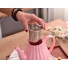Jusalpha Porcelain Tea Set- Pink Teapot and Creamer Sugar Bowl