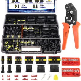 maierke 1008PCS 63 Sets Waterproof Automotive Electrical Connectors Waterproof Wire Connectors Automotive Replacement Ignition Plug Connectors 1/2/3/4/5/6 Pin with Ratcheting Crimper Pliers