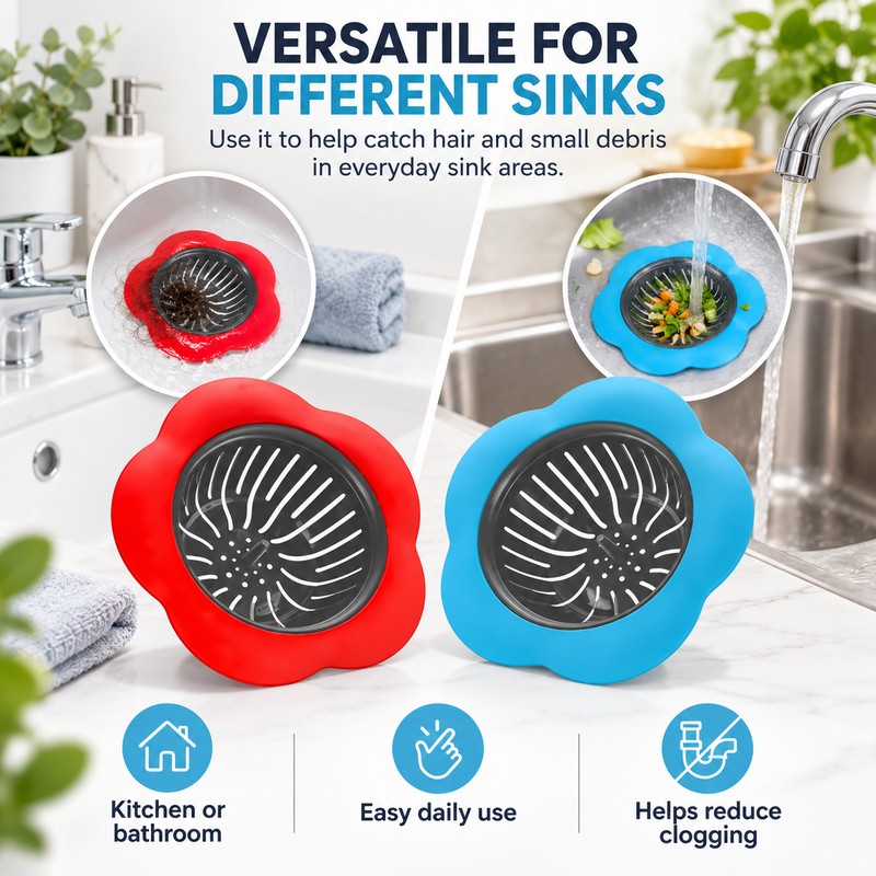 2-Pack Silicone Sink Strainers for Kitchen Drains – 4.5-Inch Anti-Clog