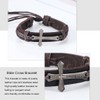 Branets Mens Leather Bracelet Bible Text Cross Bracelet Adjustable Wristband