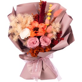 Preserved Flowers bouquet, Rose Flowers for Delivery Prime, Natural Forever Preserved Rose Bouquet with Gift Box, Birthday, Valentines Day, Mothers Day, Christmas Gifts for Women(Pink Bouquet)