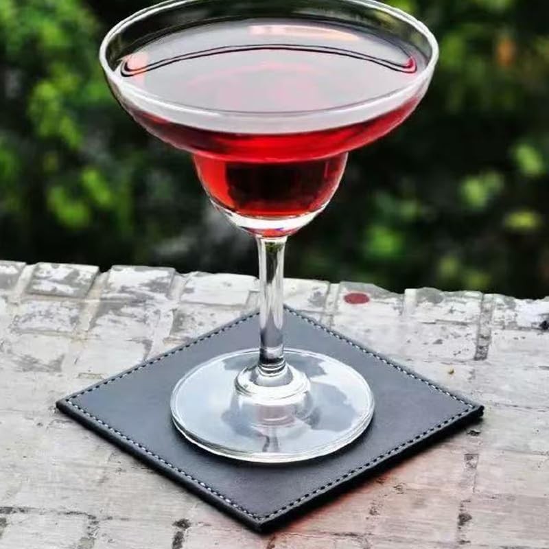 Black Leather Coasters Set in 8pcs,Square Leather Coaster 10cm*10cm,Leather Cup