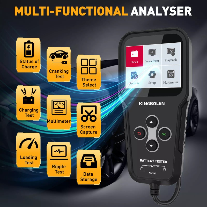 KINGBOLEN 6V&12V&24V Heavy Duty Truck Car Battery Load Tester Charging