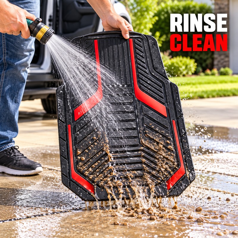 4 Piece Universal All Weather Rubber Car Floor Mats, Waterproof