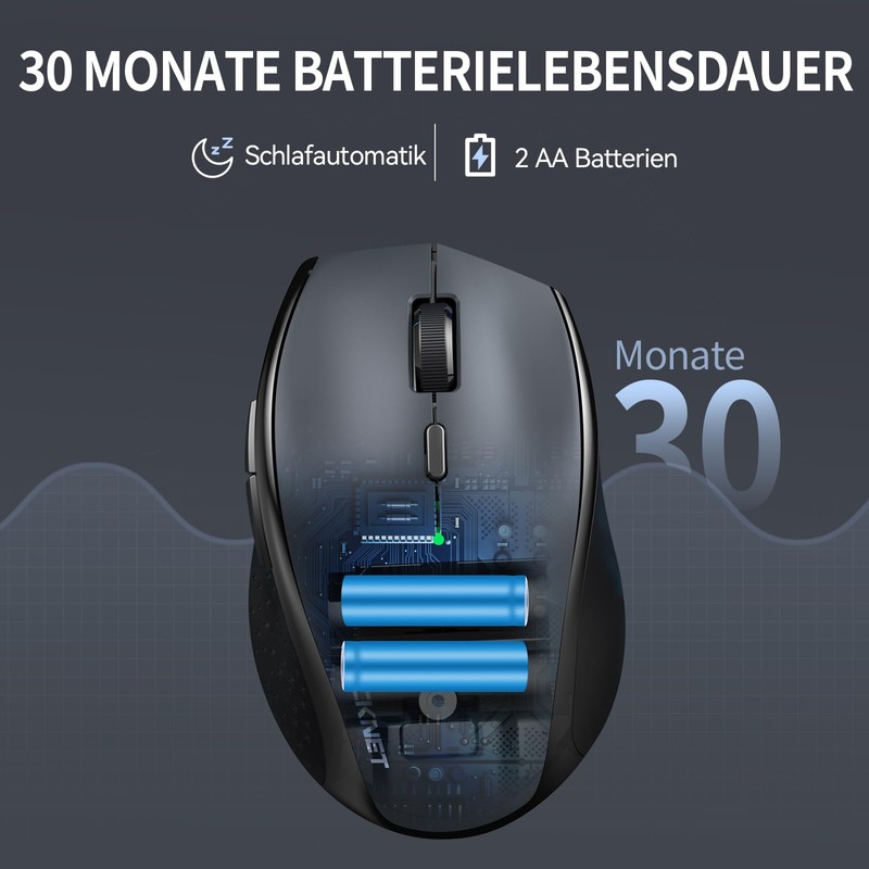 TECKNET Bluetooth Maus, 4800 DPI Maus Kabellos (Tri-Mode: BT 5.0/3.0