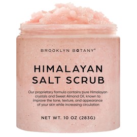 Himalayan Salt Body Scrub 10 oz - All Natural Cleansing Exfoliator With Sweet Almond Oil Promoting Radiant Skin - Brooklyn Botany
