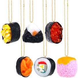 Sotiff 6 Pcs Xmas Sushi Ornaments Sushi Christmas Ornaments Resin Funny Sushi Roll Ornament Cute Sushi Decorative Hanging Ornaments for Home Christmas Party Decorations, 1.58 x 0.98 Inch(Classic)