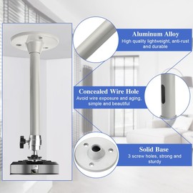 Firrepu Mini Projector Ceiling Mount,Adjustable Projector Wall Mount Bracket 360°Swivel,Projector Stand Rack,90°Tilt Projectors Hanging Mount,Wall Mount Universal Projectors Holder for Most Projectors