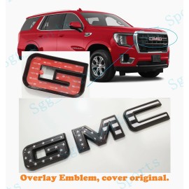 Auto GMC 2021-2025 GMC YUKON YUKON XL Front ONLY Black American USA Flag OVERLAY Emblem