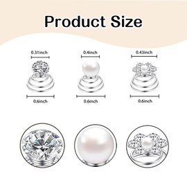 60 Pcs Spiral Bobby Pins in Different Shapes for Women and Girls, Bobby Pins in 3 Shapes of Diamonds, Pearls and Flowers Are Suitable for Many Hairstyles, Such As Ponytails and So on