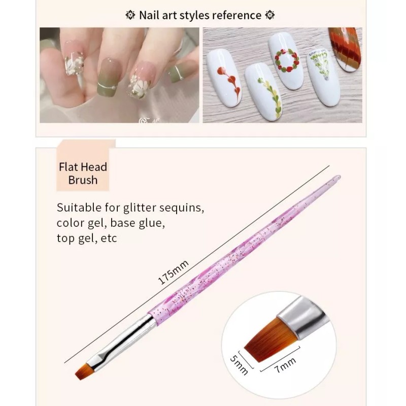 KH Set De 5 Pinceles Uñas Nail Acrílico 12 Pz