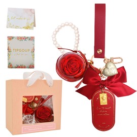 TIPGOUP Birthday Present for Women, Popular, Preserved Flowers, Key Chain, Flowers that Never Wither, Sixtieth Birthday Celebration, Retirement Gift, Mother, Girlfriend, Wife, Anniversary, Valentine's Day, Mother's Day, Christmas, Housewarming Gift, Red Rose