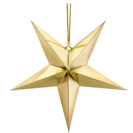 Decorative Star Golden Paper Star Christmas Made of Cardboard Decoration Christmas 3D Star Christmas Decoration Folding Star DIY Star Gold 30 cm