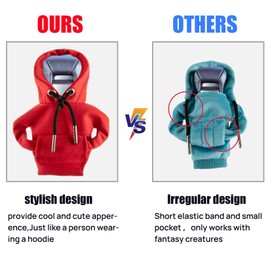 PSLER Stylish Cute Hoodie Car Gear Shift Cover Shifter Knob Cover gear shift hoodie Heat Insulation Winter Warm CVC Interior Car Accessories for Men Women White