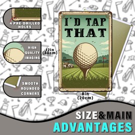 Golf Sign Golf Wall Decor I'D Tap That Metal Tin Sign Funny Man Cave Sign for Men Golf Sign Sport Wall Decor Golf Club Sign Bar Cart Accessories and Decor Play Golf Tin Sign 8x12 Inch