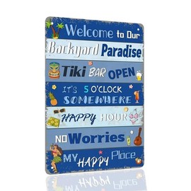 RINGHELUE Vintage ""Welcome to Our Backyard Paradise"" Sign - 8x12 inch Decor Sign for Outdoor Use, Perfect for Backyard, Home, Garden, Patio, Porch, and Pool Area Decor
