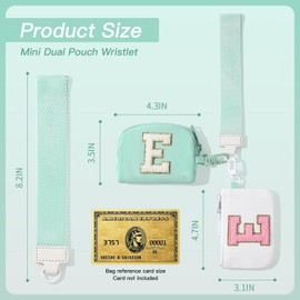 SENDEFN Mini Zip Around Dual Coin Pouch Wristlet Wallets for Women Portable Detachable Leather Keychain Pocket Purse