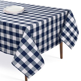 Softopia Cotton Buffalo Plaid Check 60"x84" Tablecloth 100% Cotton Washable Rustic Rectangle Table Cover Decorative for Gifts, Dining, BBQ, Buffet Parties & Camping - Navy