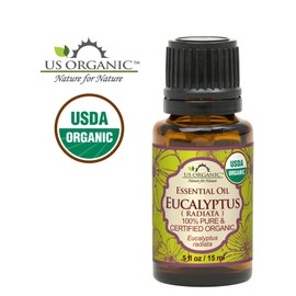 US Organic 100% Pure Eucalyptus Essential Oil (Radiata) - USDA Certified Organic, Steam Distilled - W/Euro droppers (More Size Variations Available) (15 ml / .5 fl oz)