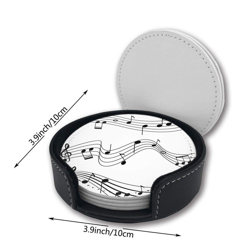 Vibiliyou Set Of 6 Design Music Notes Black White Drinks