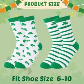 2 Pairs St. Patrick’s Knee High Socks for Women Men, St Patrick’s Day Accessories Novelty Irish Flag Long Tube Socks, Funny Irish Green Costume for Gifts Party Favors