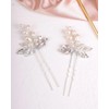 Rumtock 2pcs Pearl Beads Silver Leaf Hair Pins for Women