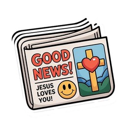 Good News Jesus Loves You Sticker – Christian Faith-Based Waterproof Vinyl Decal with Cross and Heart Design for Laptop, Notebook, Water Bottle – 3 Pack