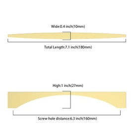 Asidrama 10 Pack 6.3 Inch(160mm) Brushed Brass Kitchen Cabinet Handles, Vintage Retro Cabinet Pulls Kitchen Cabinet Hardware for Cupboard Drawer Pulls