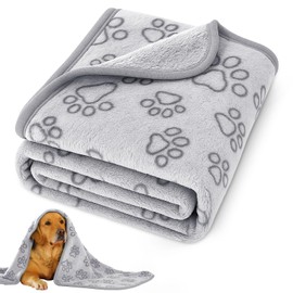 42" x 30" Dog Blankets for Large Dogs, Cat, Premium Soft Dog Blankets for Small Medium Dog Washable, Puppy Blanket Dogs Essentials for Puppies (Grey)
