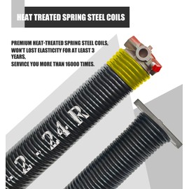 Garage Door Torsion Spring Set, Pair of 2" Electrophoresis Coated Garage Door Springs Replacement with 2 Non-Slip Winding Bars and Bearing, Minimum 16000 Cycles (.207x2x24)