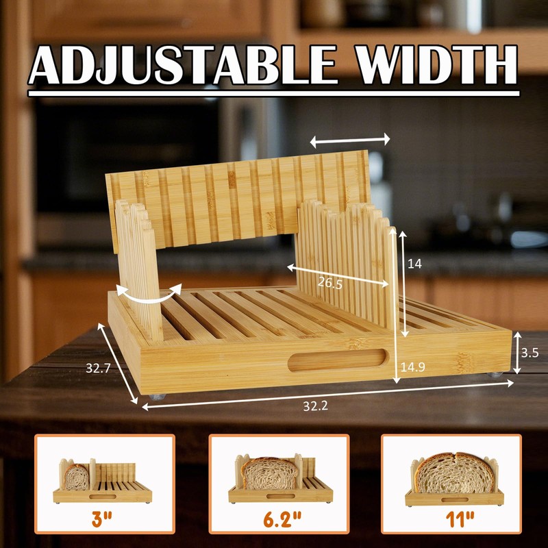 HJJK Bread Slicer for Homemade Bread, Bamboo Bread Slicers with