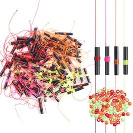 SILANON Bobber Stops for Fishing Floats,100/200pcs Slip Bobber Stops with Plastic Beads Bobber Stoppers for Fishing Line Float Bobber Stops String Knots Freshwater Saltwater