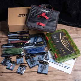 Goture 279PCS Wacky Worm Fishing Lure Kit,Bass Fishing Wacky Rig Tool Kit with 5" Soft Plastics Lures,O-Rings,Offset Worm Hooks,Drop Shot Hooks,Weedless Hook,Beads,Weights,Tackle Box,Soft Bait Binder