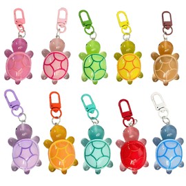Roioiow 10Pcs Mini Luminous Turtle Keychain Bag Charms, Kawaii Keyrings for Women Kids, Purse Backpack Decor, Car Keys Accessory