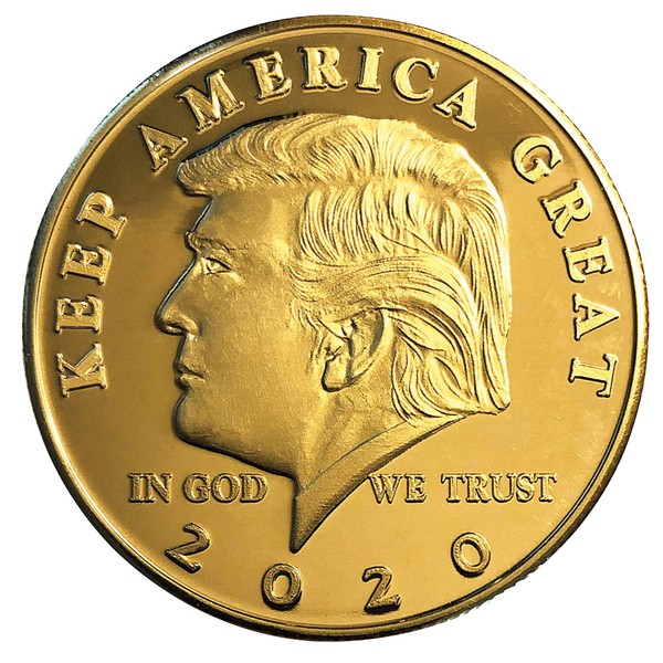 Donald Trump 2020 Keep America Great 45th President Gold Medallion Coin with Stand and Certificate