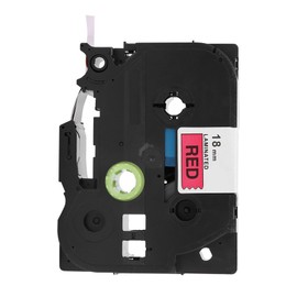 18mm X 8m Label Maker PET Laminated Label Tape Fit for Brother Label Printer PT E100B(Black on red )