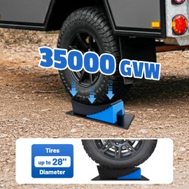HOXWELL RV Leveling Blocks System, 2 Packs Camper Leveling Blocks System with 2 Chocks, Curved Trailer Leveling Blocks with Rubber Anti-Slip Mats and Carry Bag, 35000 G.V.W, Blue