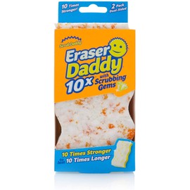 Scrub Daddy Eraser Sponge - Eraser Daddy 10x - Durable Melamine Eraser, Dual-Sided Scrubber, Temperature Controlled, Water Activated, All Purpose Cleaning for Walls, Baseboards, Kitchen Bathroom 2ct