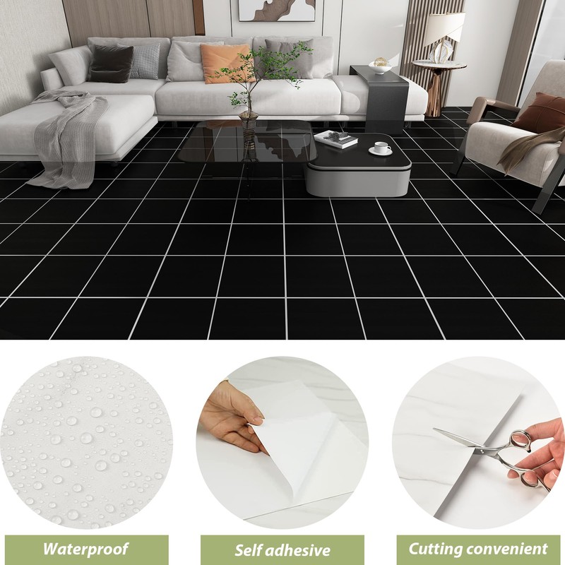 Lareko 60Sq.Ft Marble Peel and Stick Vinyl Floor Tiles,60 Tiles