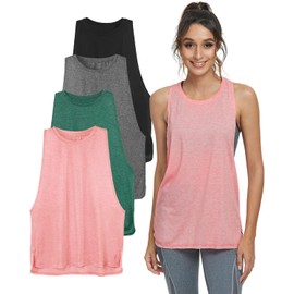 Cosy Pyro Workout Tank Tops for Women Lightweight Running Tanks Basic Gym Tops Sleeveless Athletic Yoga Shirts-4 Pack Black/Dark Gray/Army/Pink L