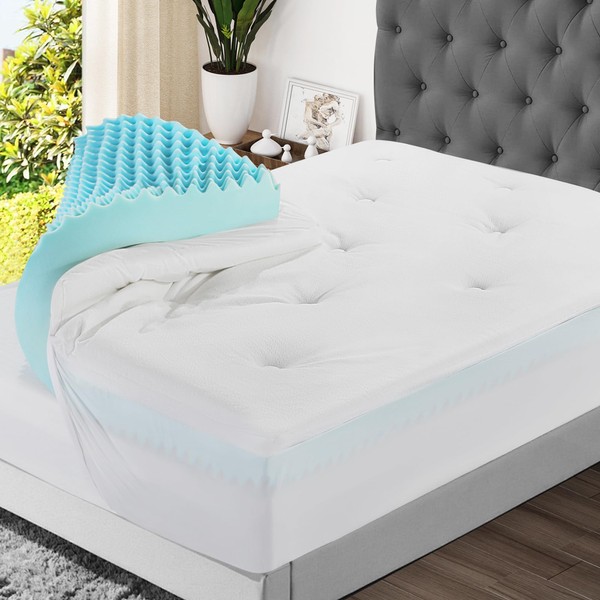 HOMBYS 6 Inch Extra Thick Mattress Topper,Dual Layer Design Soft